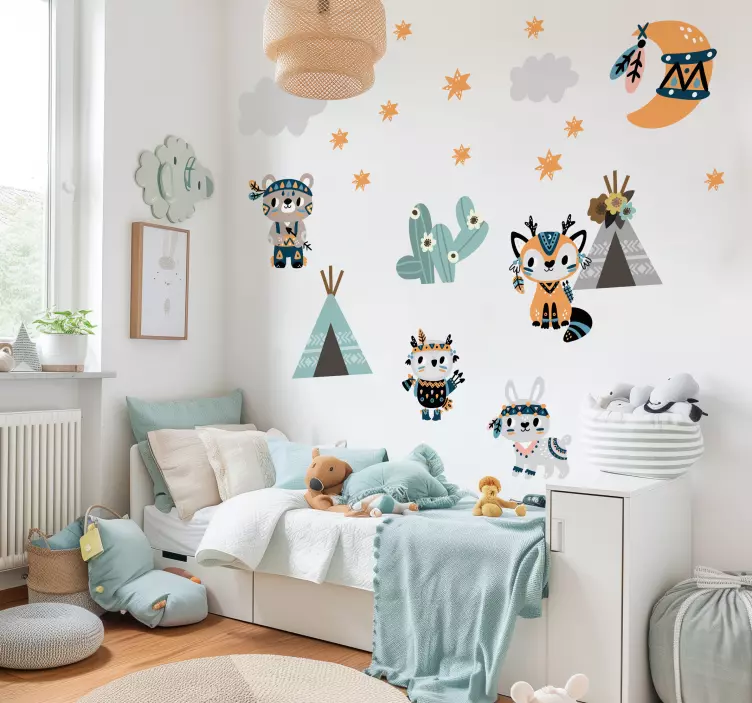 Indian style animals illustration sticker - TenStickers