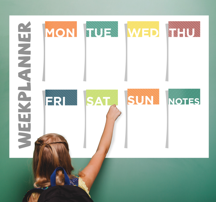 Weekly plan EN write on sticker - TenStickers