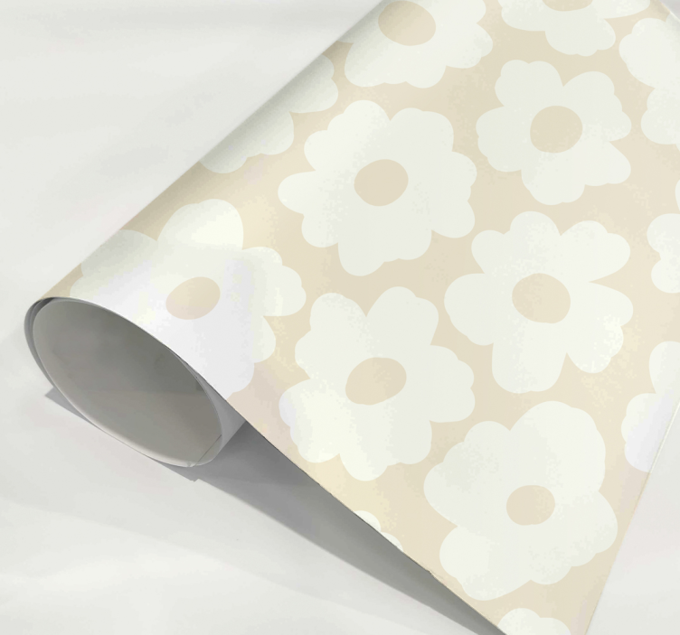 White poppy flower furniture sticker - TenStickers