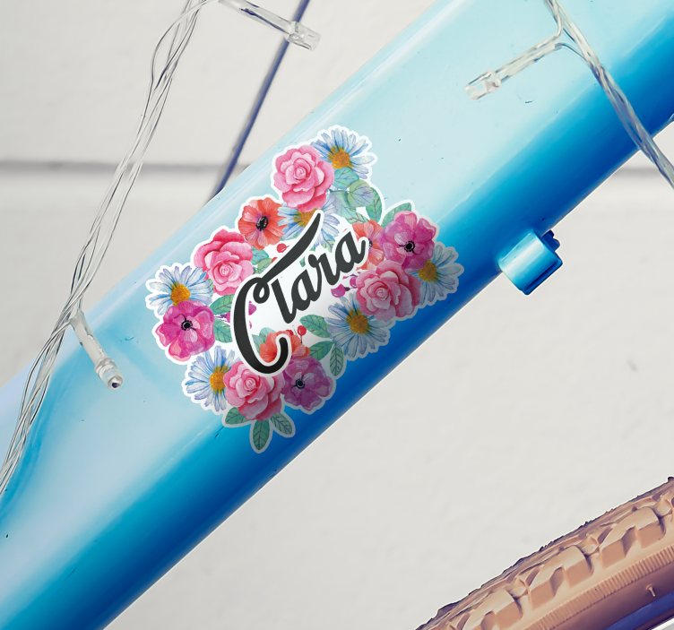 Flowers Bike name sticker - TenStickers