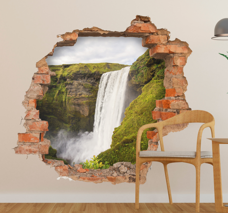 trompe l'oeil waterfall visual effects 3D wall sticker - TenStickers