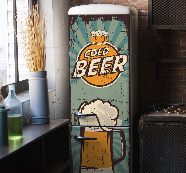 Beer mugs fridge sticker - TenStickers