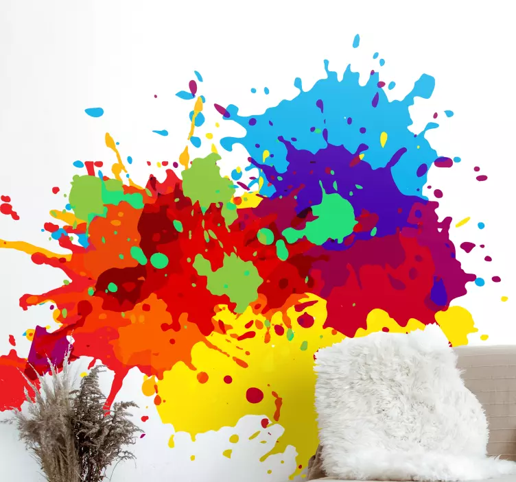 Abstract colours splash living room wall sticker - TenStickers