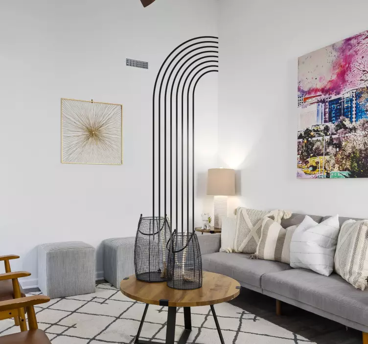 Abstract half arches line geometric wall sticker - TenStickers