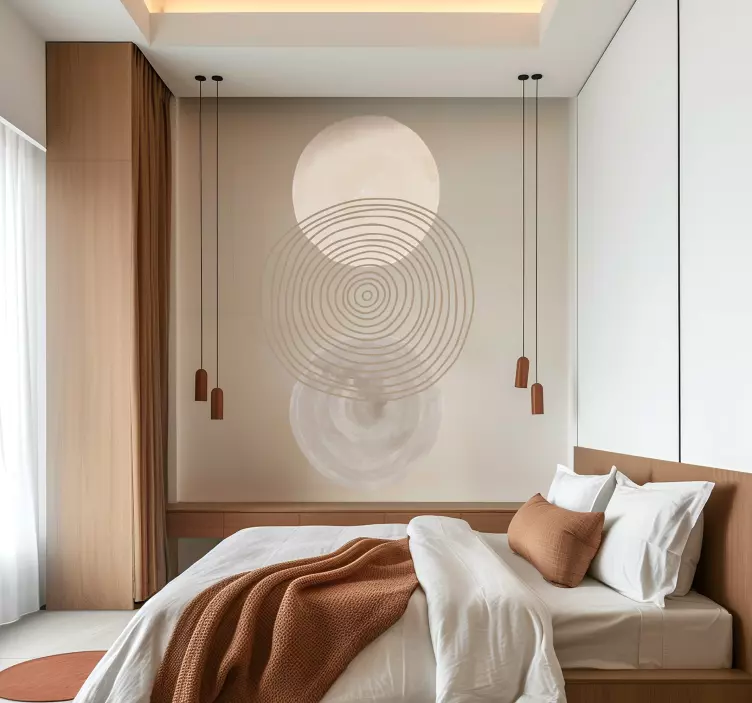 Abstract round and lines bedroom wall sticker - TenStickers