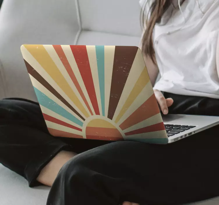 Abstract vintage sunset laptop sticker - TenStickers