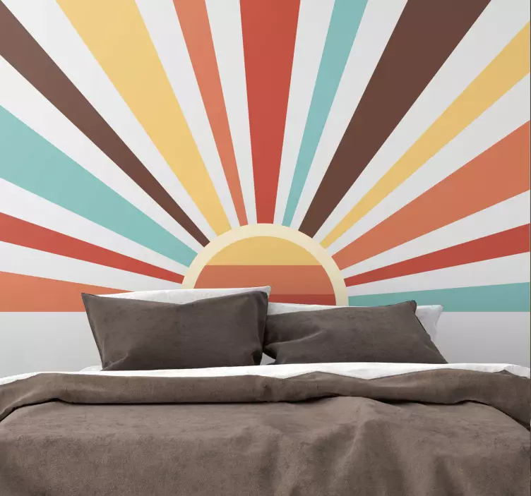Abstract vintage sunset headboard wall sticker for bedroom - TenStickers