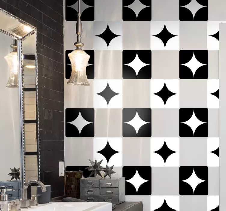 Black and white bathroom tile stickers - TenStickers