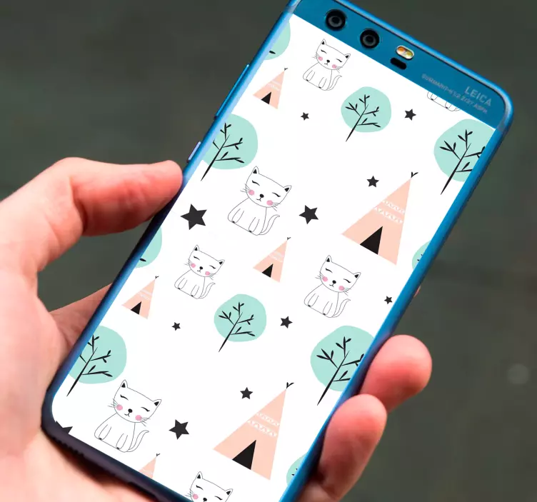 Adorable Cat Pattern huawei sticker - TenStickers