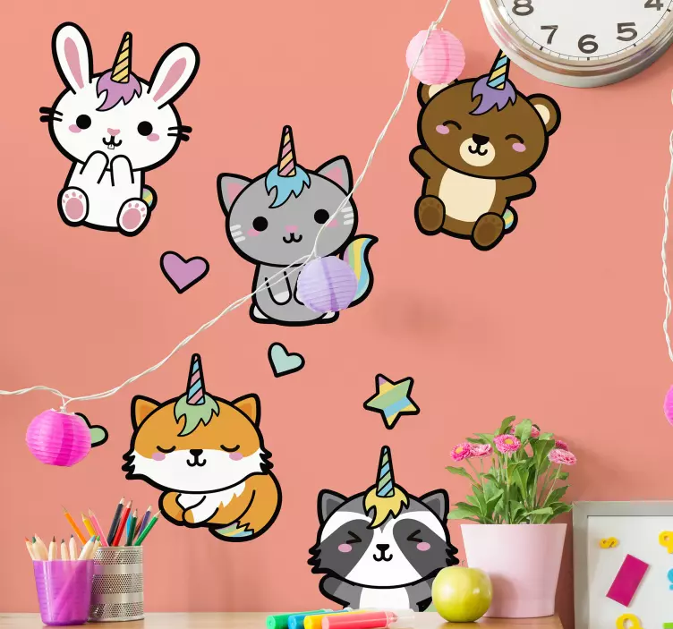 Adorable Creature Personalities wall sticker - TenStickers