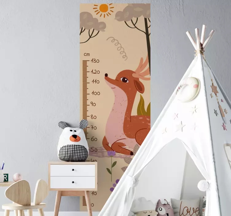 Adorable Deer Growth Measurement height chart wall sticker - TenStickers