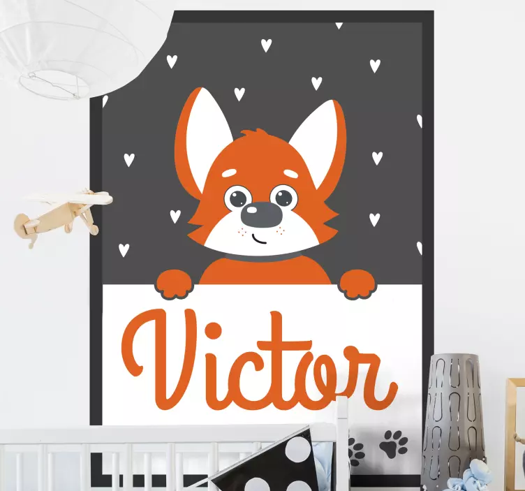 Adorable Fox Illustration wall sticker for kids - TenStickers