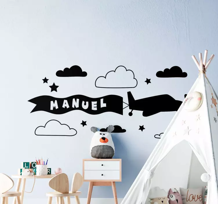 Airplane with Banner wall sticker for kids - TenStickers