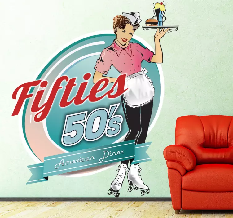 American waitress wall sticker - TenStickers