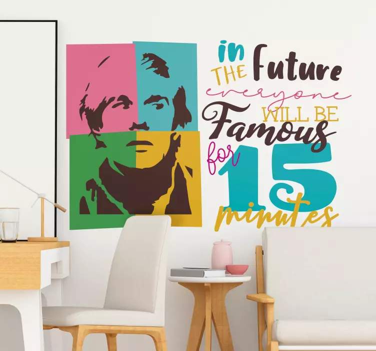Andy Warhol fame quote wall art sticker - TenStickers