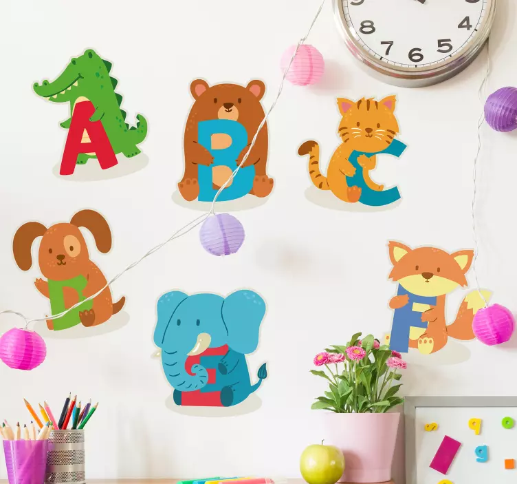 Animal Alphabet Characters wall sticker for kids - TenStickers