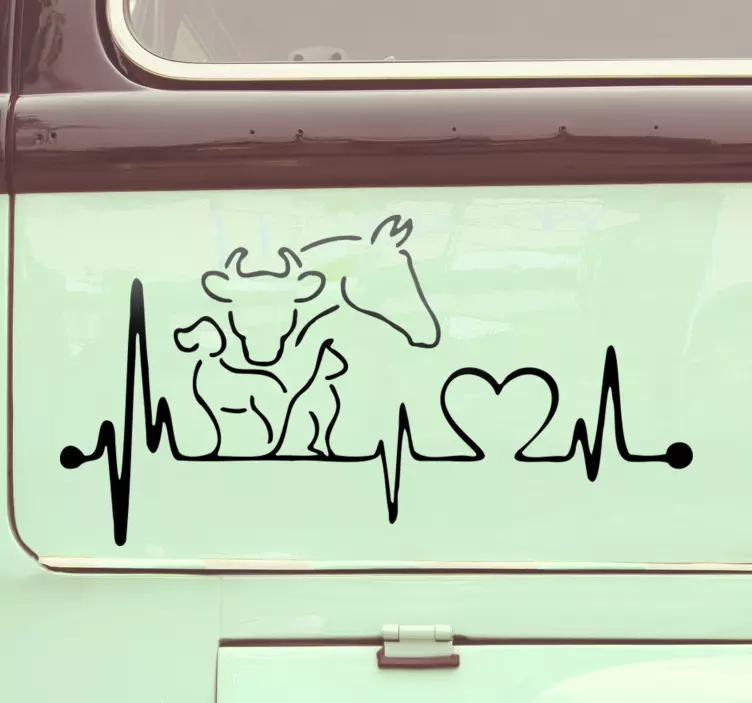 Animal heart beat car sticker - TenStickers