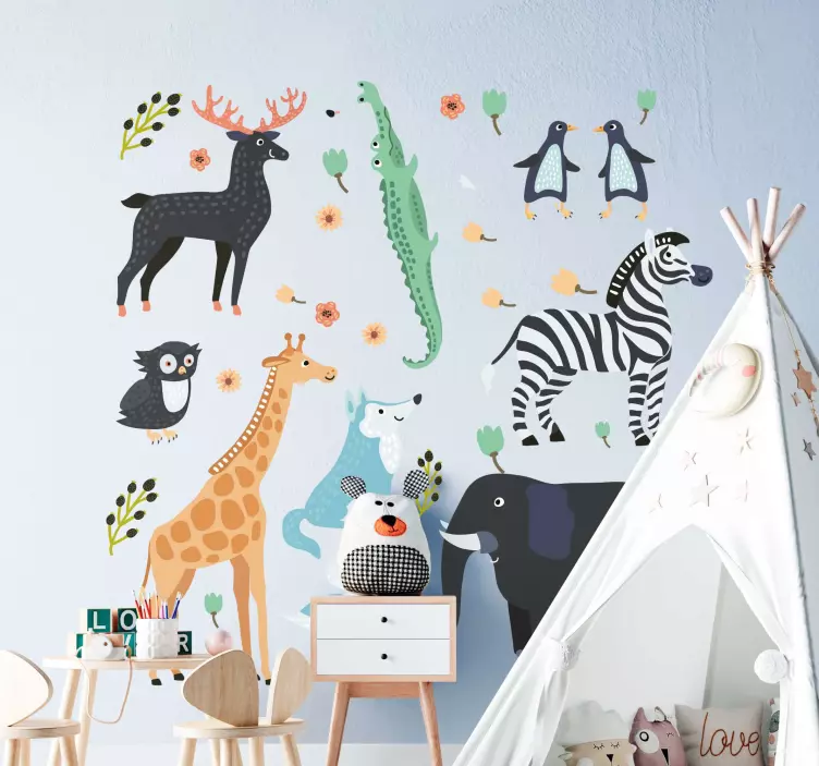 Animal wall sticker charming animal designs - TenStickers