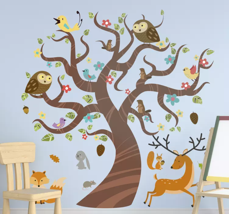 Animal wall sticker forest animal scene - TenStickers
