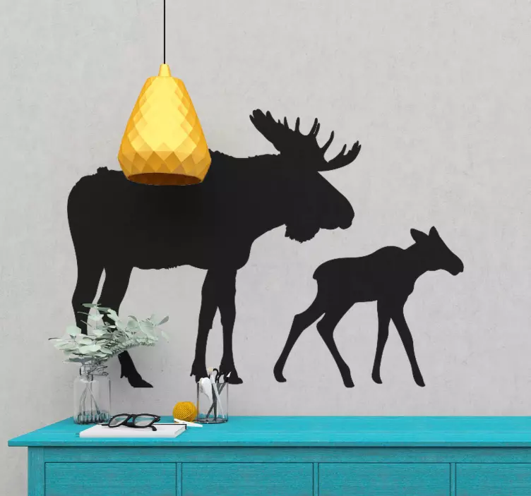 Animal wall sticker moose family shapes - TenStickers