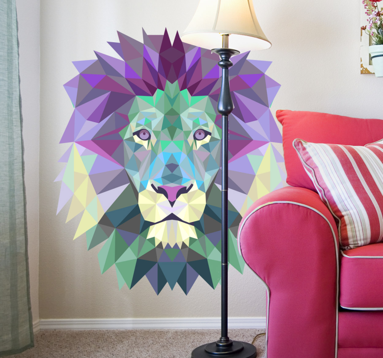 Artistic Lion Head Teal Sticker - TenStickers