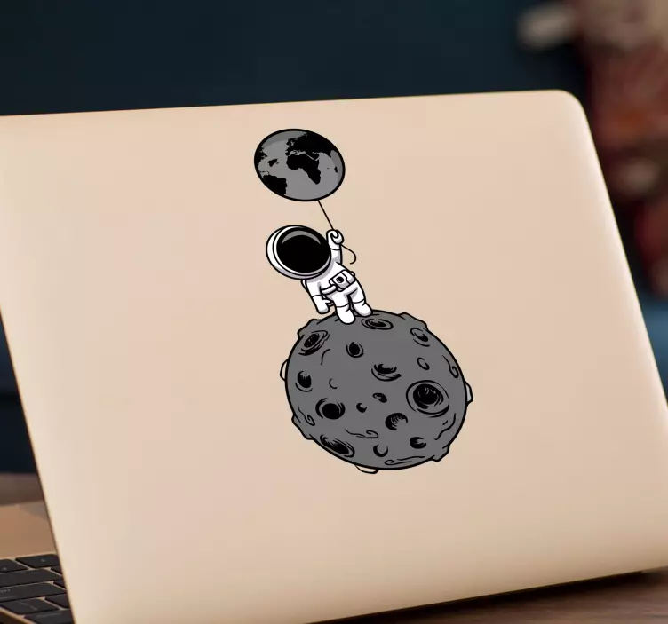 Astronaut On The Moon Artistic Laptop Decal - TenStickers