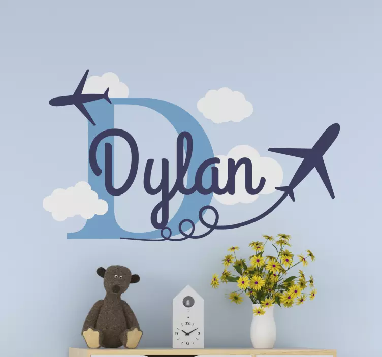 Aviation Themed Custom Name wall sticker for kids - TenStickers