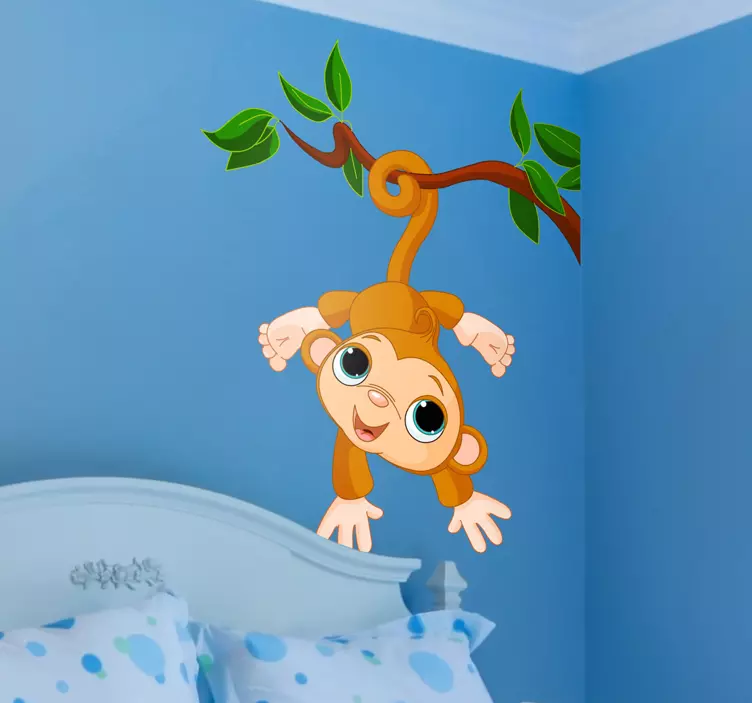 Baby Monkey Kids Animal Wall Sticker - TenStickers