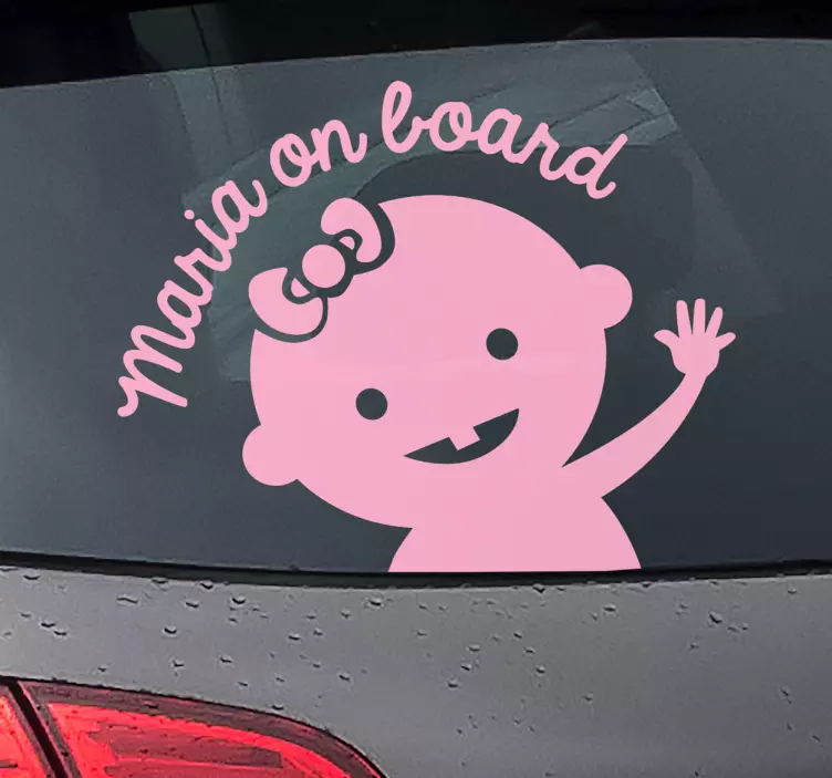 Baby with a bow baby on board car decal - TenStickers