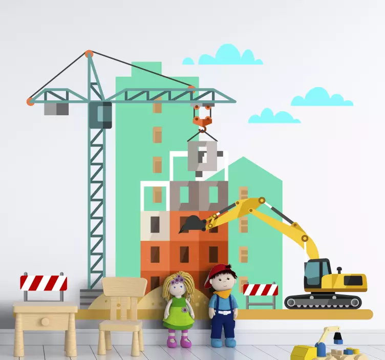 Bagger construction site kids bedroom decal - TenStickers