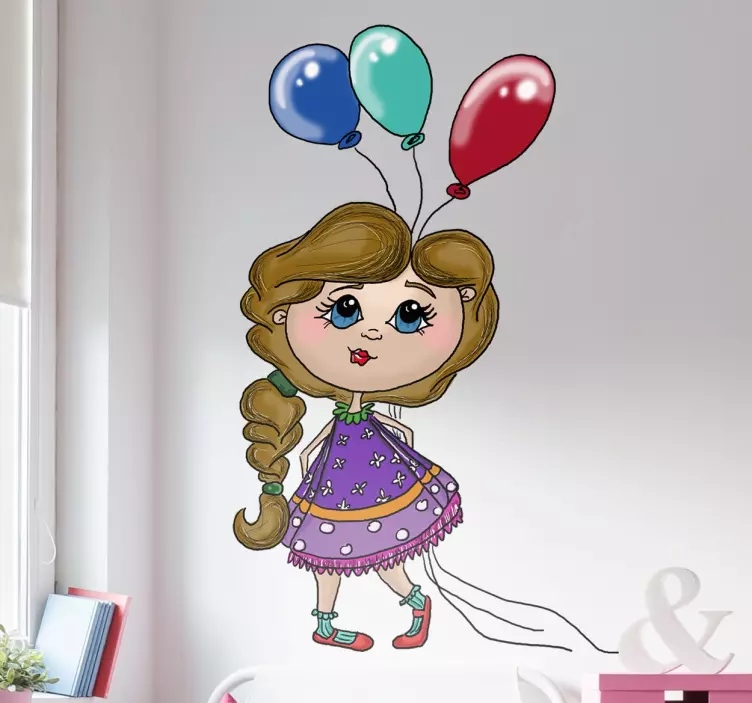 Balloon Girl Decorative Wall Sticker - TenStickers