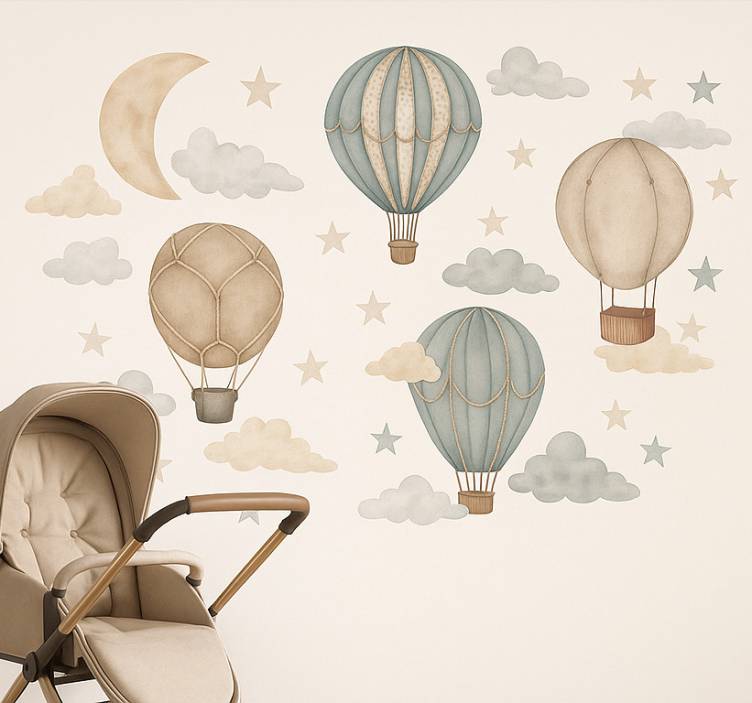 Balony i chmurki wall sticker for kids - TenStickers