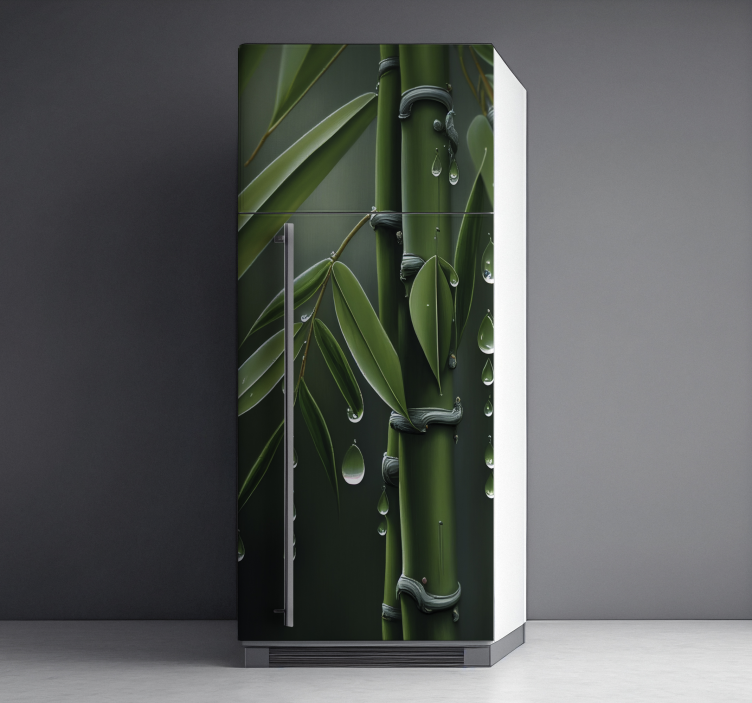 Bamboo Vinyl with Drops Fridge Sticker - TenStickers