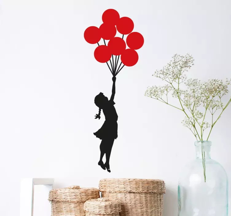 Banksy girl with balloons wall art sticker - TenStickers