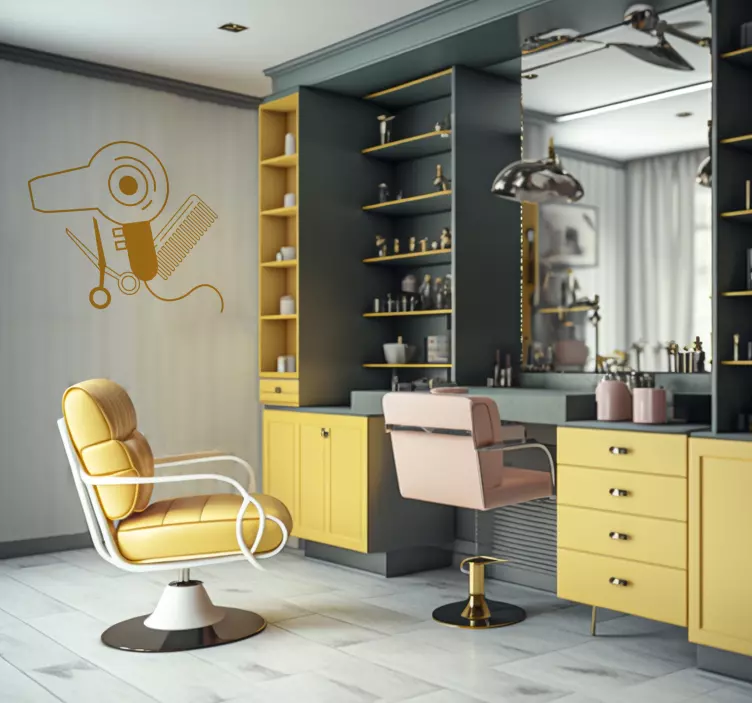 Hairdresser hairdryer wall sticker - TenStickers