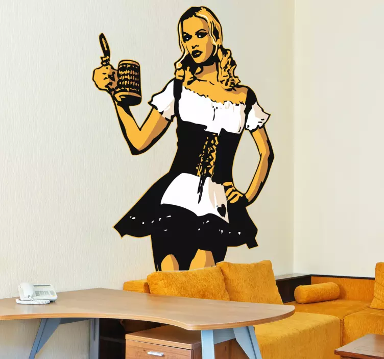 Bavarian Style Barmaid restaurant sticker - TenStickers