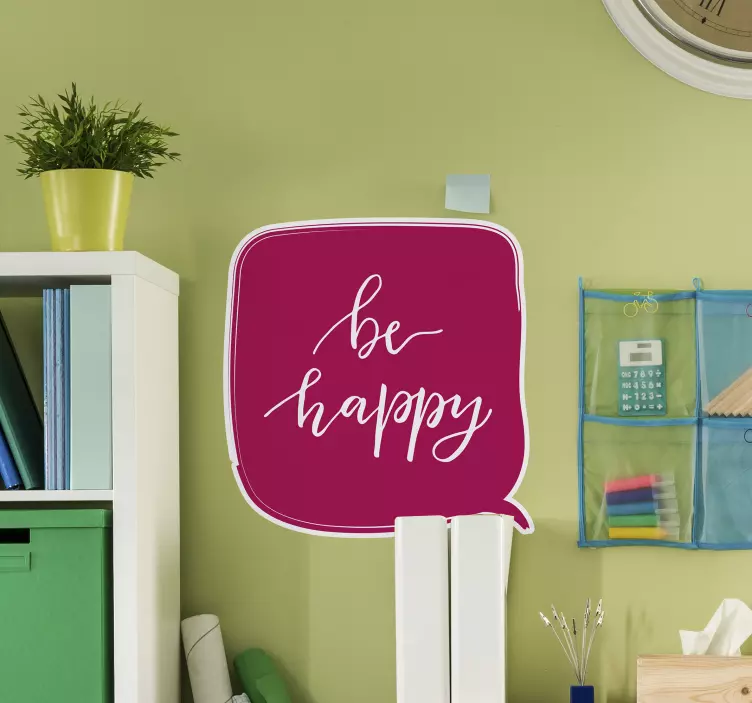 Be Happy Message Display quote wall sticker - TenStickers