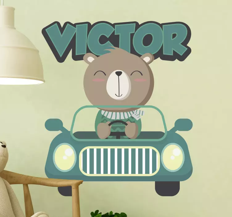 Bear Driving Car cycling sticker - TenStickers