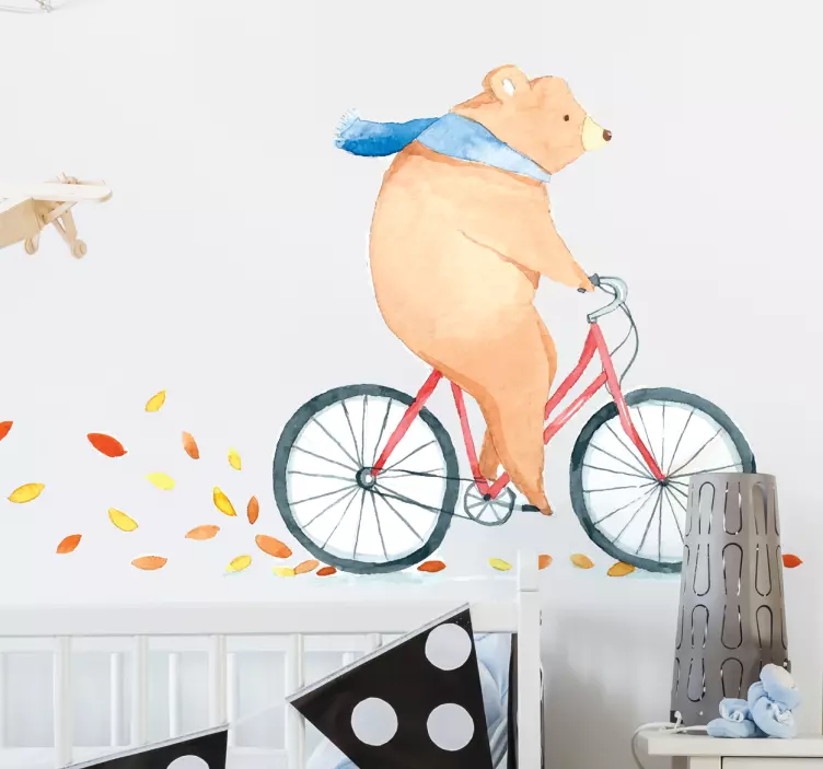 Bear Riding Bicycle petsticker - TenStickers
