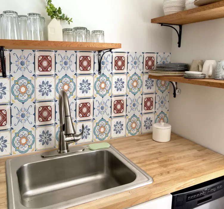 Beautiful cement style kitchen tile sticker - TenStickers