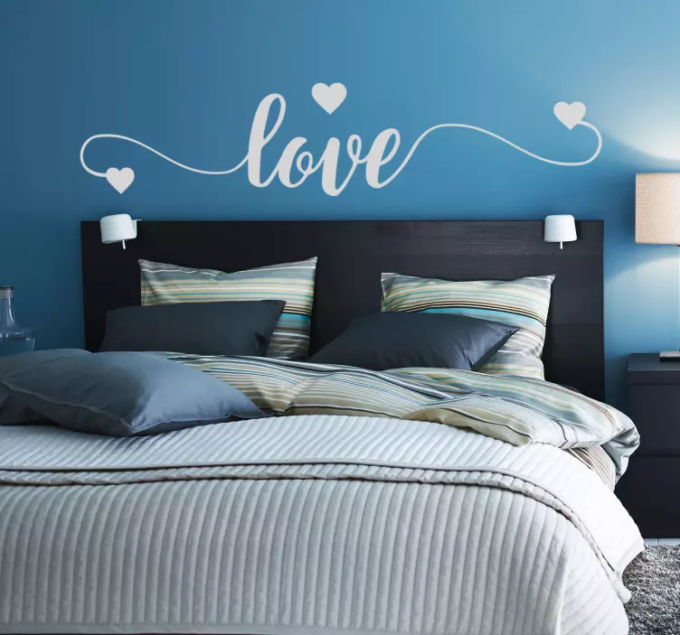 Love lettering with heart headboard wall sticker - TenStickers