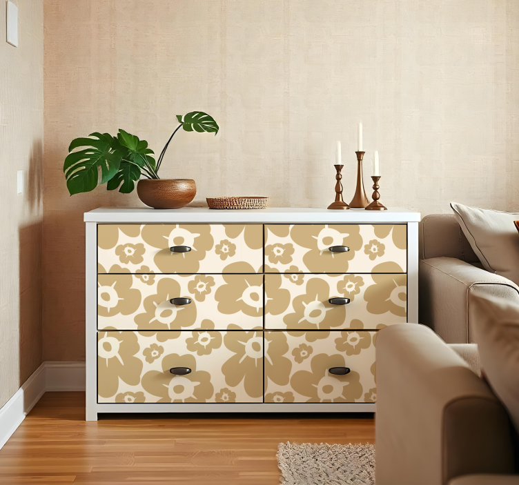 Beige poppies flower furniture sticker - TenStickers