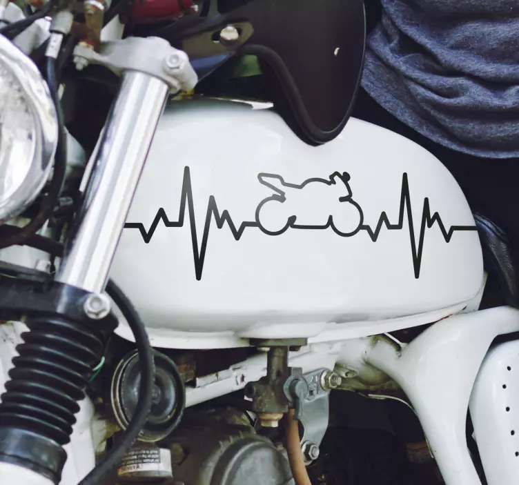 Biker heartbeat motorbike decal - TenStickers