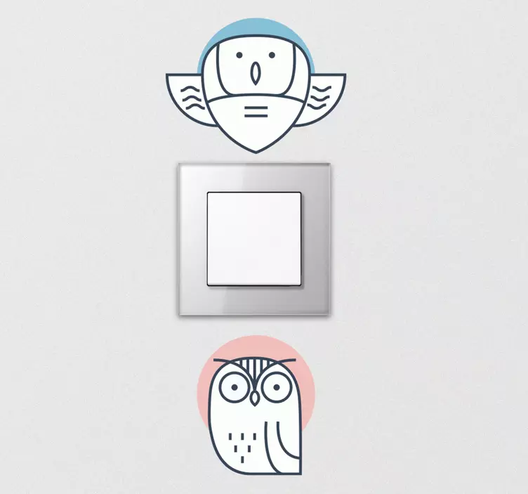 Bird and owl light switch bird sticker - TenStickers