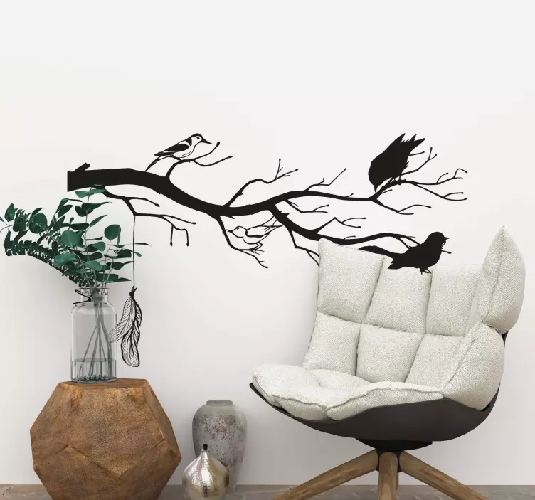 Bird wall sticker elegant tree branch design - TenStickers
