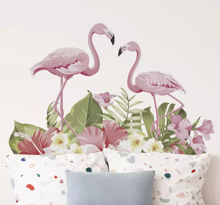 Bird wall sticker flamingos and blooms - TenStickers