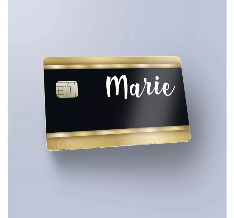 Black and gold personalised bank card sticker - TenStickers