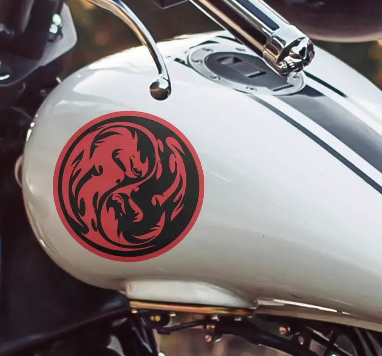 Black and Red Dragon Yin Yang motorcycle decal - TenStickers