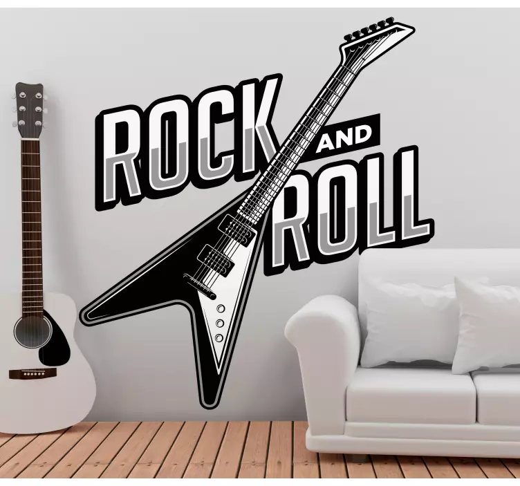 Rock n roll electric guitar living room music wall sticker - TenStickers