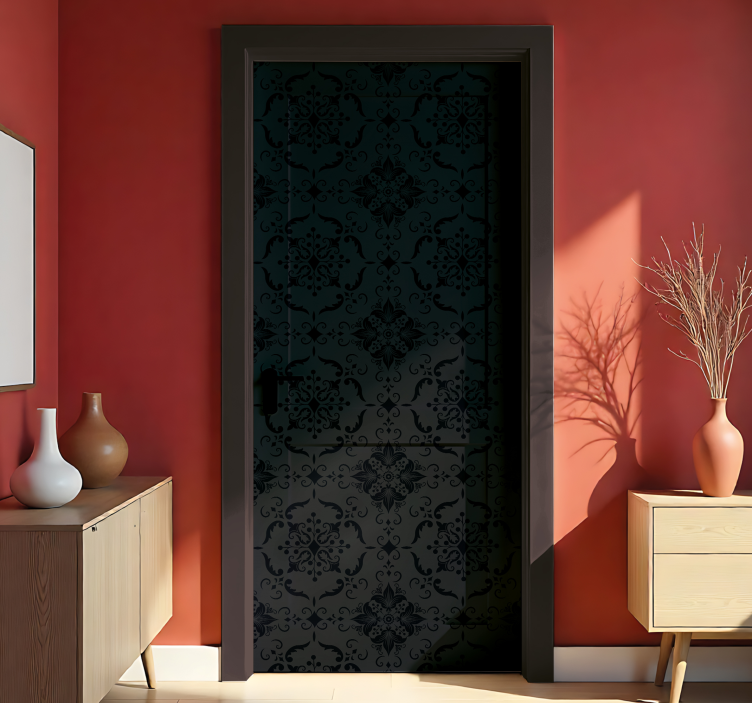 Black graceful design door sticker - TenStickers